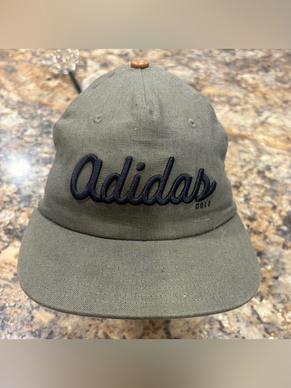 adidas Kids Olive Green Script Logo Cap